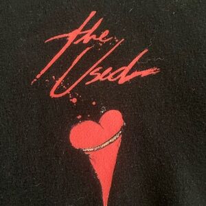 Black Graphic Hoodie with Red and White Design The Used all that I got